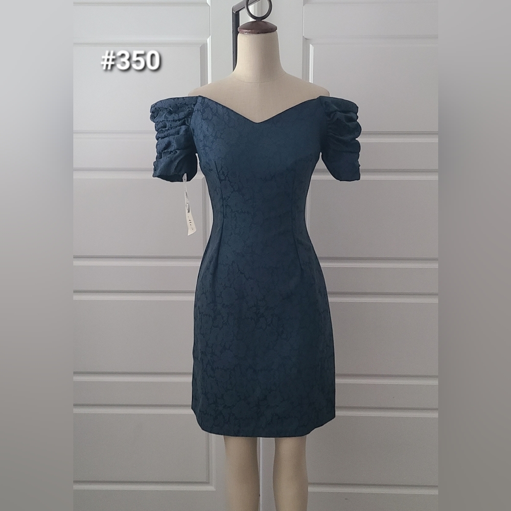 Teal Vintage Off-the-shoulder Sheath Dress